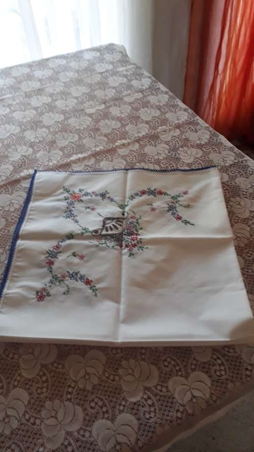 Vintage Hand Embroided New Table cloth  88 x 88 cm  - Unique Item