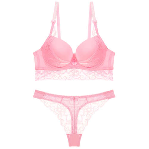 Sexy Thong lady push up bra set Lace hollow out bralette underwear panty set