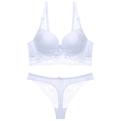 Sexy Thong lady push up bra set Lace hollow out bralette underwear panty set