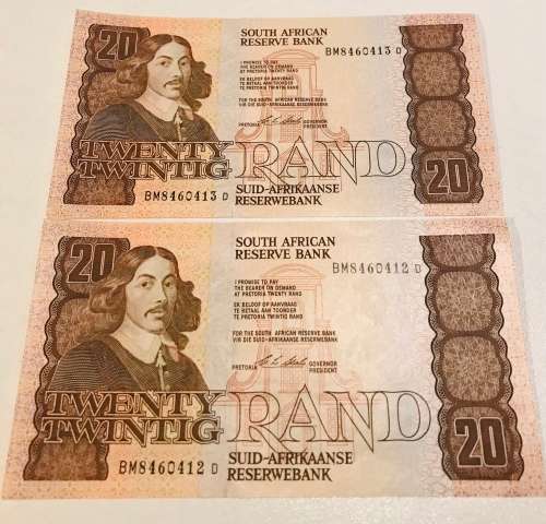 2x Uncirculated R20 Notes In Sequence!!!