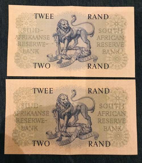 2x Uncirculated Collectors Large South African Two Rand Notes!!!