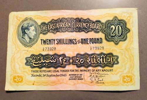 Collectors Note!!!!The Eastafrican Currency Board-Twenty Shillings-One Pound!!!