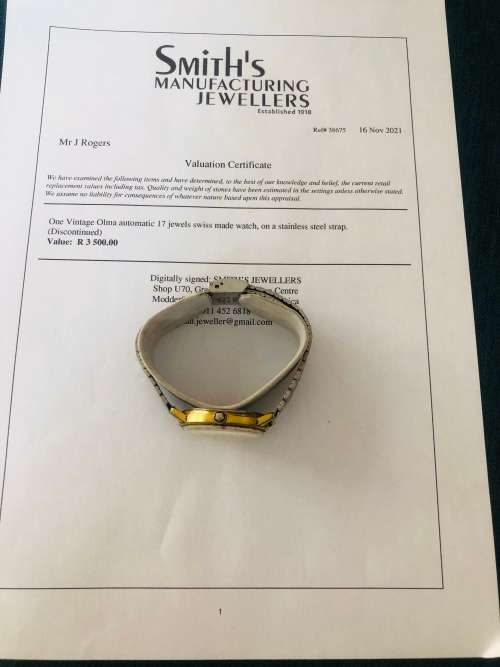 Collectors Vintage Olma Automatic Gents Watch!!!