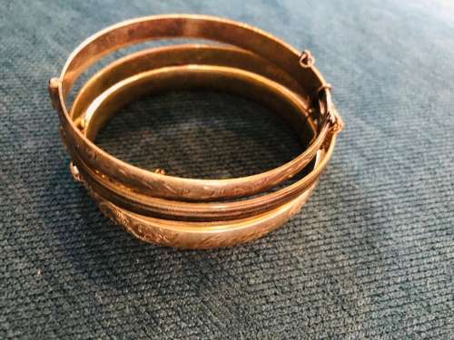 3x Vintage 9ct Gold Metal core Bangles!!!Dont Miss Out!!