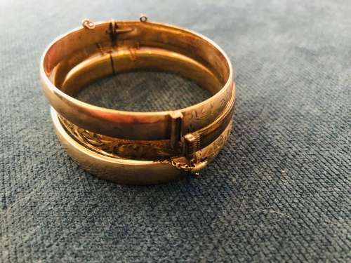 3x Vintage 9ct Gold Metal core Bangles!!!Dont Miss Out!!