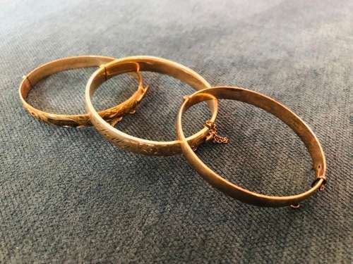 3x Vintage 9ct Gold Metal core Bangles!!!Dont Miss Out!!