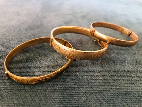 3x Vintage 9ct Gold Metal core Bangles!!!Dont Miss Out!!
