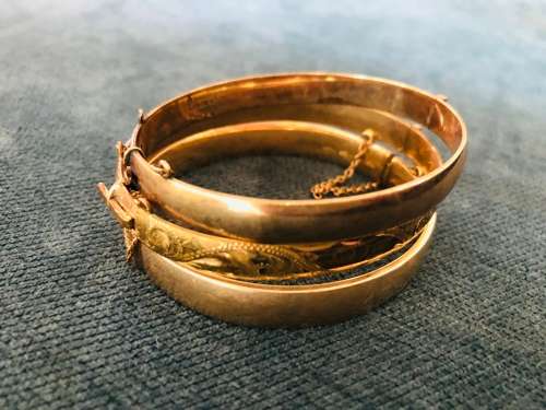3x Vintage 9ct Gold Metal core Bangles!!!Dont Miss Out!!