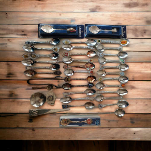 Rare vintage teaspoon collection from around the world