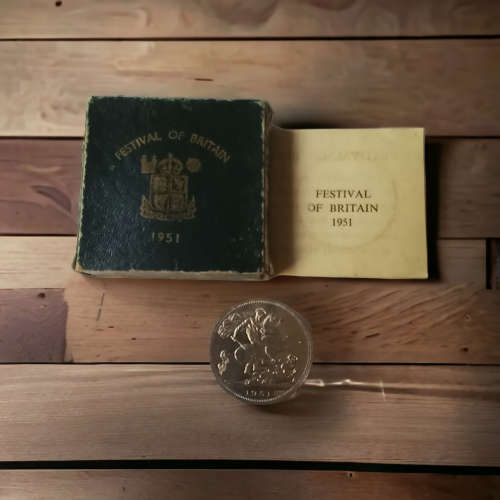 Valuable Rare vintage collectors 1951 Festival of Britain Five Shilling in excellent condition