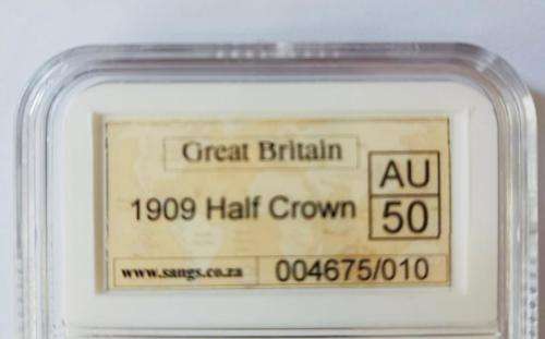 Rare collectors Great Britain 1909 Half Crown AU50 Graded coin