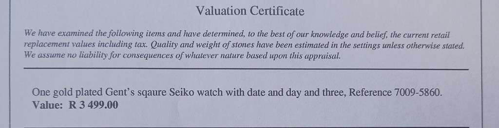 Collectors square dial automatic Seiko Gents watch with date and day at three value R3499.00