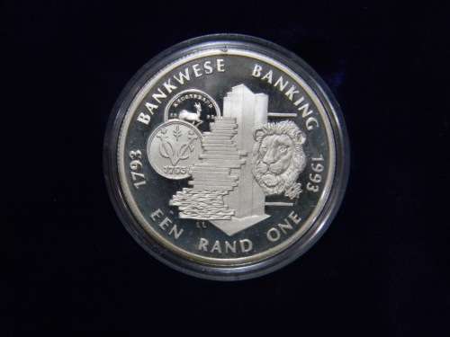 South Africa 1993 SILVER PROOF R1 Banking  -  Stunning Specimen - Premium! As Issued !