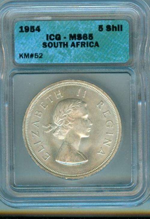 South Africa 1954 Crown : ICG Graded Gem MS65 - Ultra Rare!