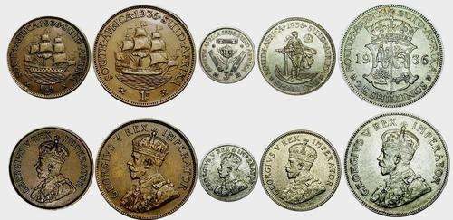 Union of SA Stunning 5 Piece 1936 Bronze & Silver Set