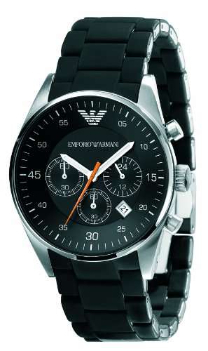 *R6899* Men's Emporio Armani AR5858 Chronograph Date SS/Rubber Band  - Brand New & Fast Shipping !