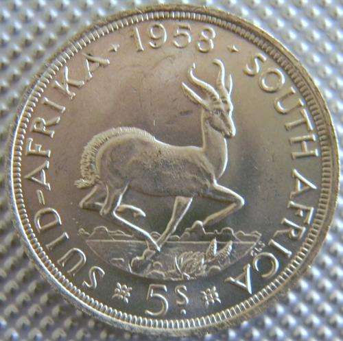 South Africa 1958 Silver Crown / Five Shillings - UNC