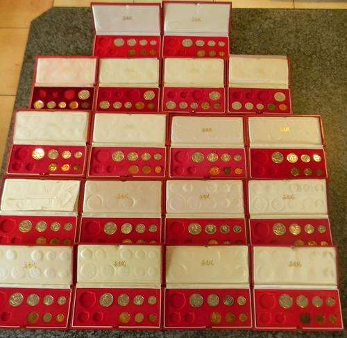 South Africa 1966 - 1983 Massive lot of 18 proof boxes all with 1c to 50c proof coins included !!