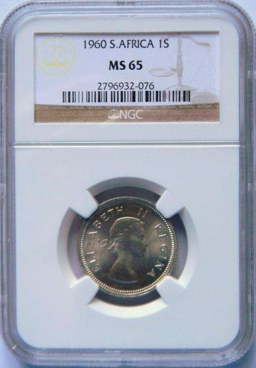 *~ TOP GRADE AUCTION ~* South Africa 1960 Shilling NGC MS65 ONLY 3 COINS HIGHER