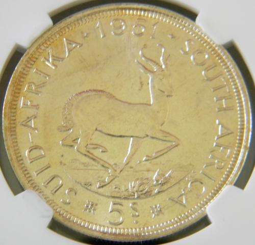 South Africa 1951 Silver PROOF Five Shillings | Crown NGC Certified PF65