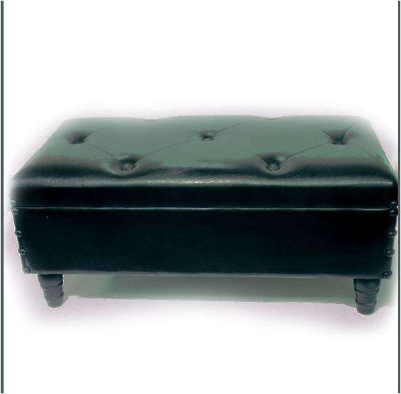 **Ambassadors Gifts**Black Leather Look Double Footstool 39 x 48 x 89cm