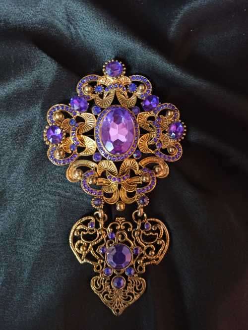 Rare Vintage Large Purple Stone Brooch