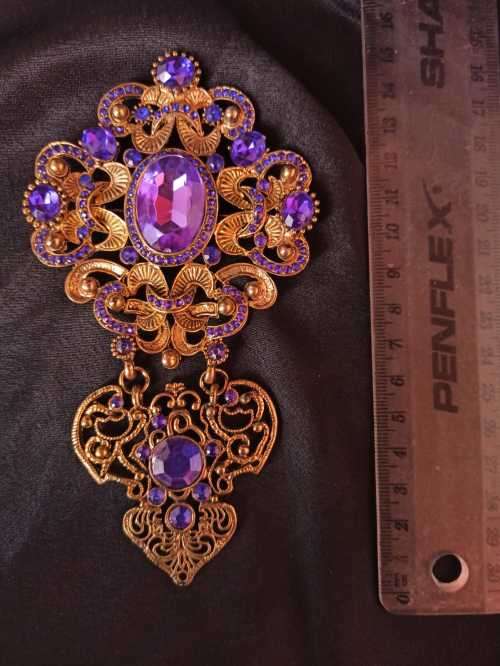 Rare Vintage Large Purple Stone Brooch