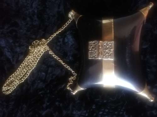 RARE VINTAGE BRASS AND OXEN HORN HANDBAG