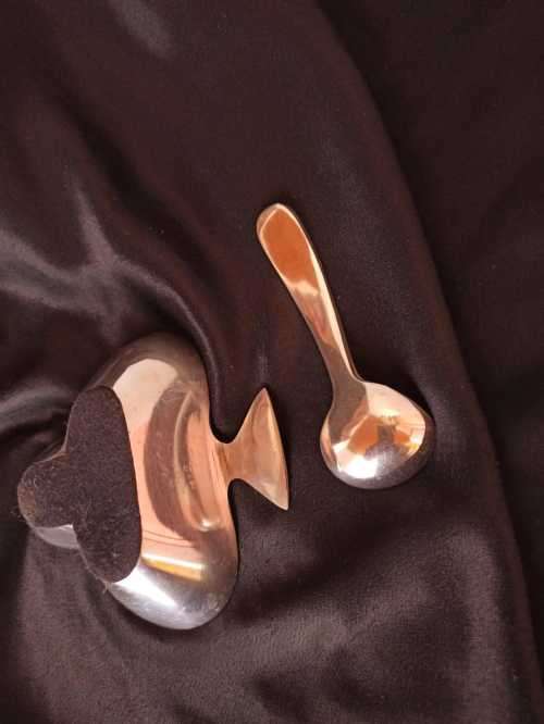 SET OF THREE PEWTER SNACK SERVING BOWLS WITH SPOONS