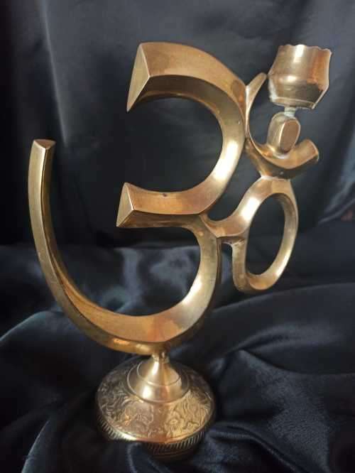 VINTAGE SOLID BRASS AUM INCENSE BURNER