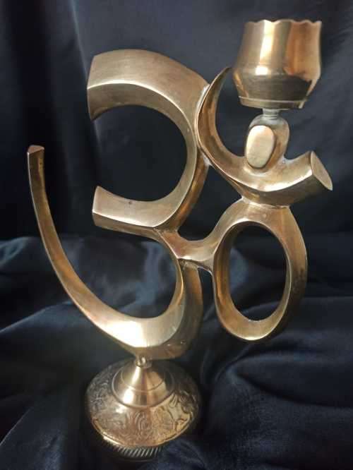 VINTAGE SOLID BRASS AUM INCENSE BURNER