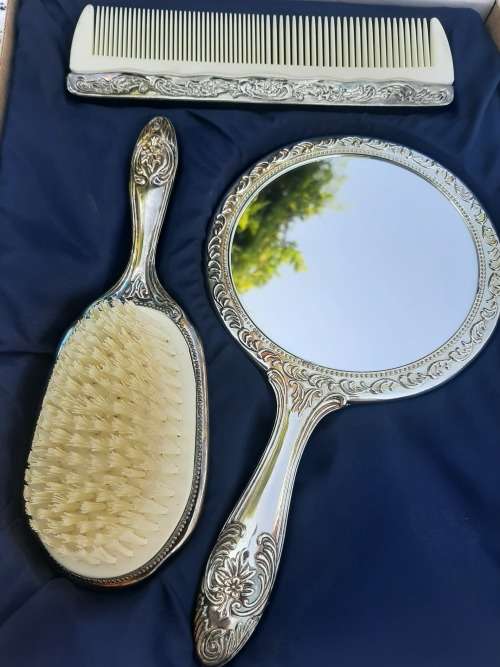 SILVER PLATED VINTAGE MIRROR SET