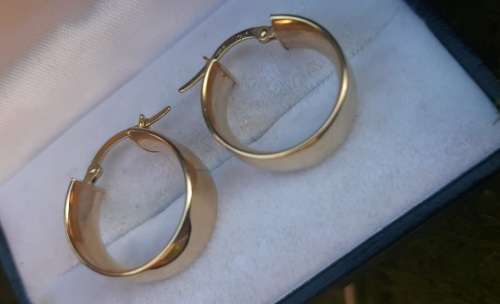 9CT SOLID GOLD THICK HOOP EARRINGS