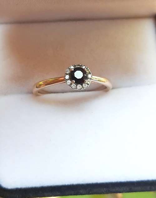 RARE 9CT ROSE GOLD BLACK DIAMOND RING
