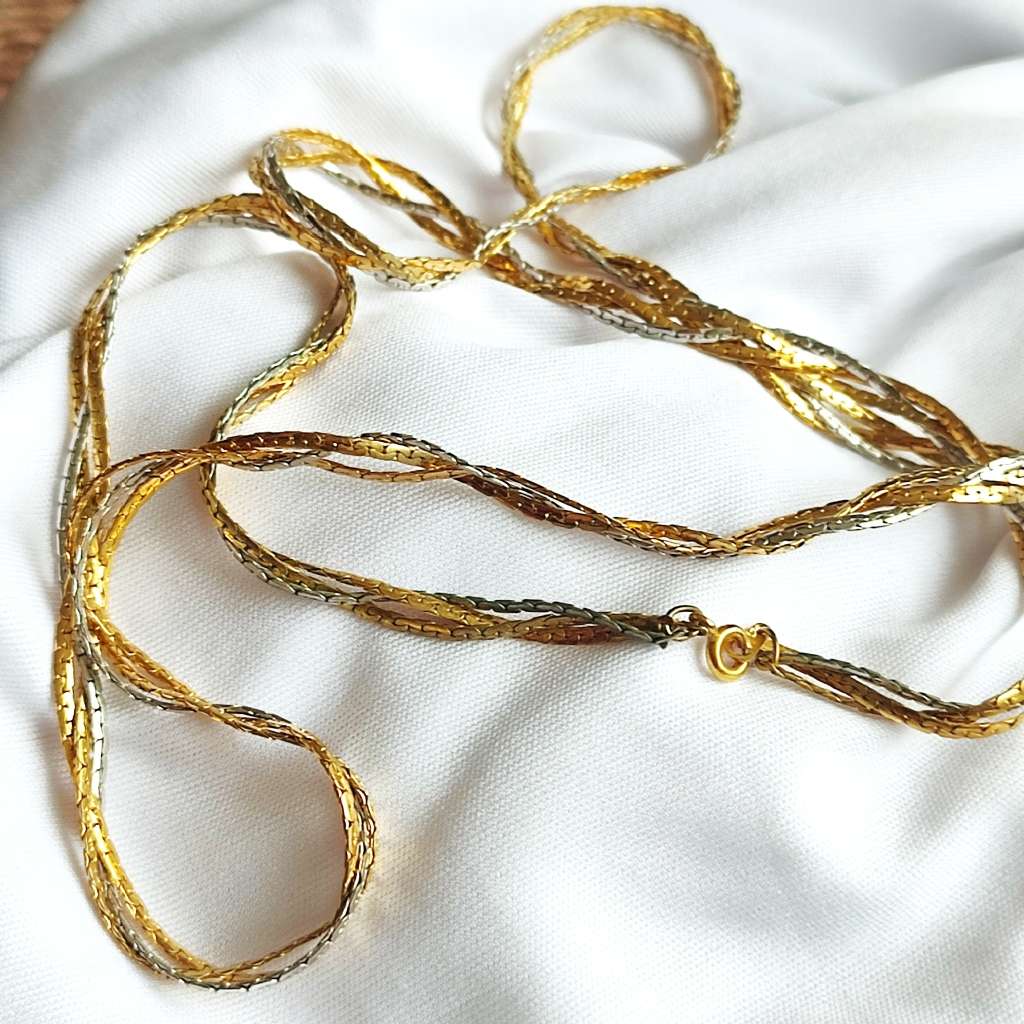 TWO TONE VINTAGE THICK GOLD ON NECKLACE