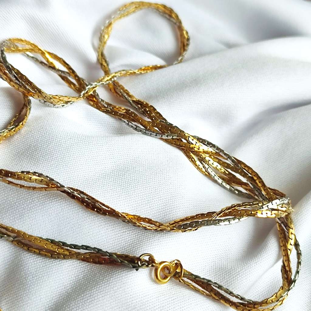 TWO TONE VINTAGE THICK GOLD ON NECKLACE