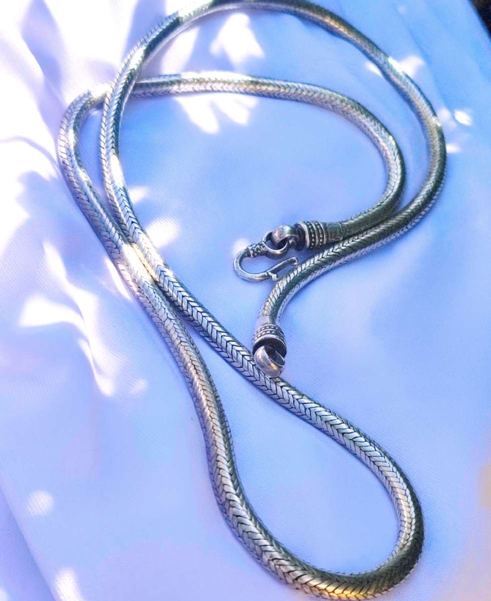 RARE ANTIQUE STERLING SILVER SNAKE CHAIN