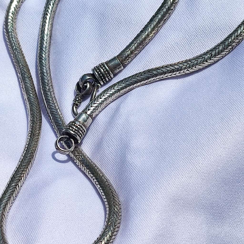 RARE ANTIQUE STERLING SILVER SNAKE CHAIN