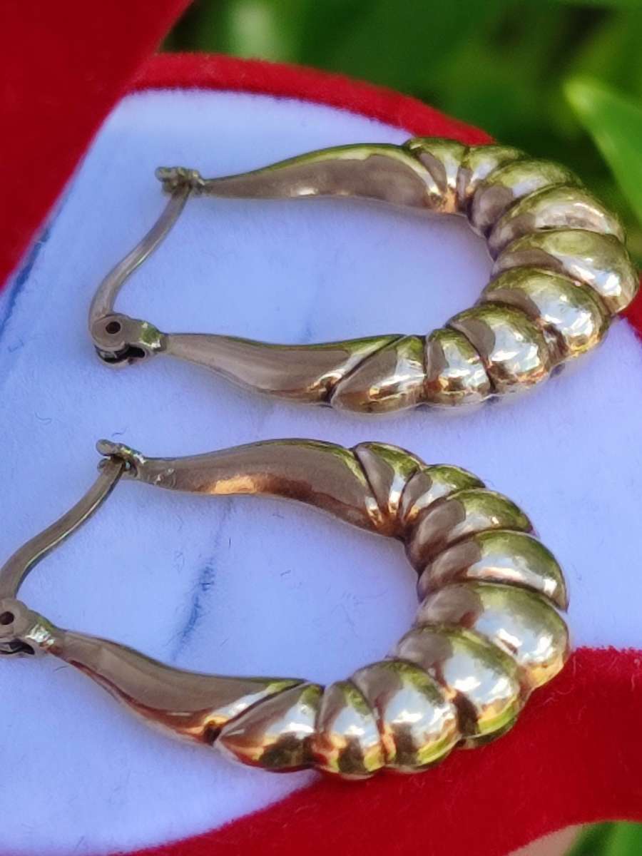 9CT GOLD CREOLE DESIGN MEDIUM HOOPS
