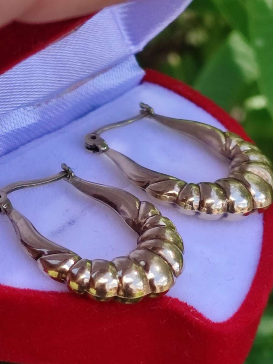 9CT GOLD CREOLE DESIGN MEDIUM HOOPS