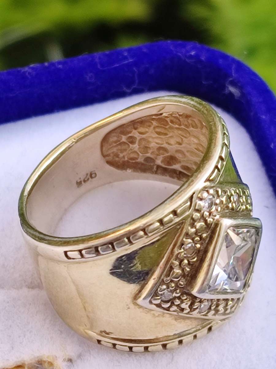 Gold-On Sterling Solid Vintage Ring