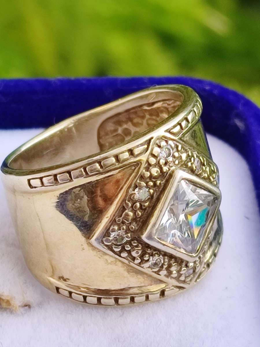 Gold-On Sterling Solid Vintage Ring