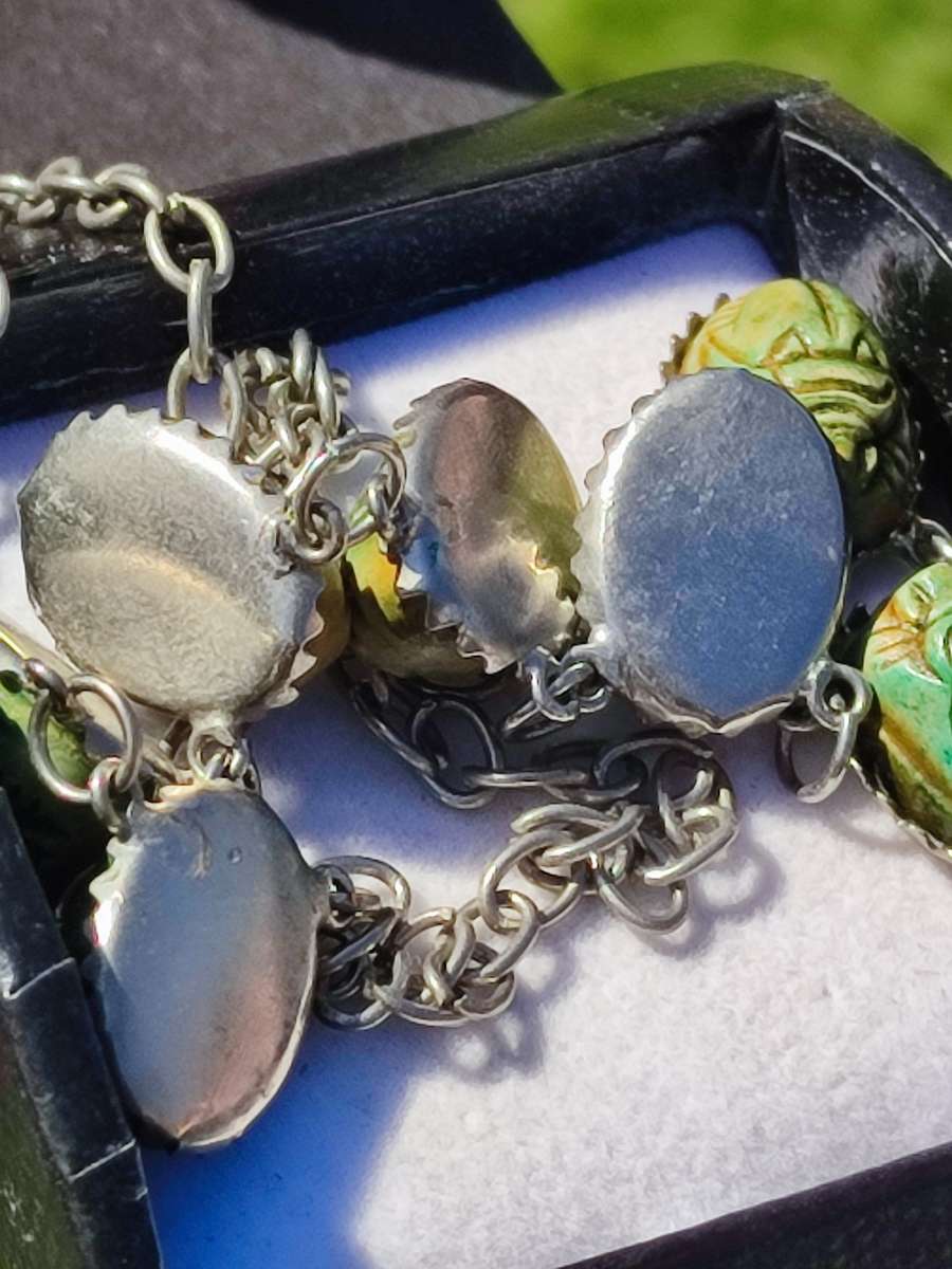 Vintage Silvertone Scarab Design Necklace