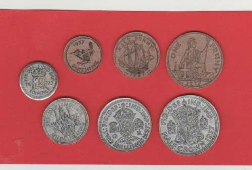 =RARE= SET OF GEORGE V FIBRE COINS 1937