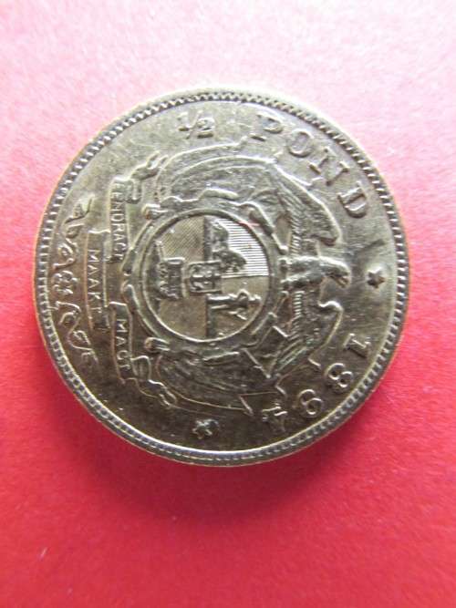 1894 ZAR PAUL KRUGER GOLD HALF POND - LOW MINTAGE 37107