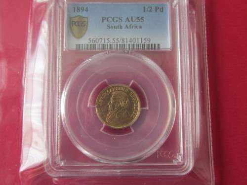 =EXCELLENT= 1894 ZAR HALF POND 1894 - PCGS GRADED AU55 - LOW MINTAGE
