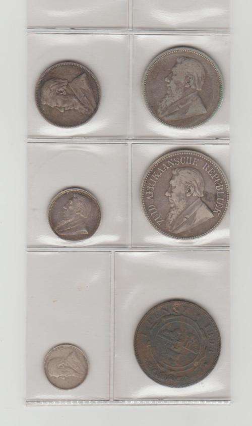 RARE 1893 COMPLETE SET OF Z.A.R PAUL KRUGER COINS