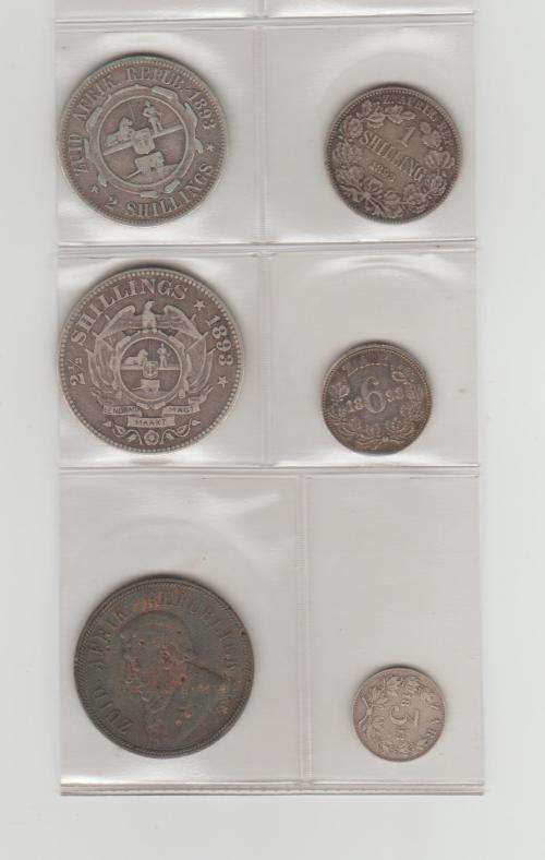 RARE 1893 COMPLETE SET OF Z.A.R PAUL KRUGER COINS