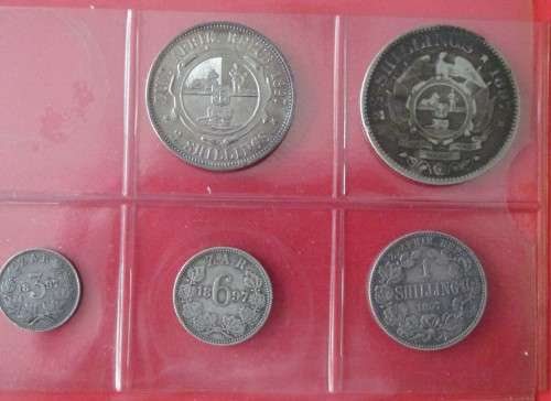 1897 SILVER Z.A.R PAUL KRUGER SET - THREEPENCE - HALF CROWN