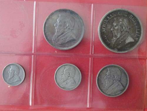 1897 SILVER Z.A.R PAUL KRUGER SET - THREEPENCE - HALF CROWN